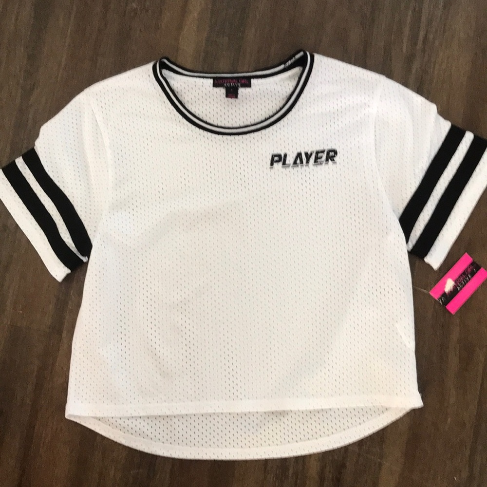 Material Girl Cropped Top Jersey White - size Sm